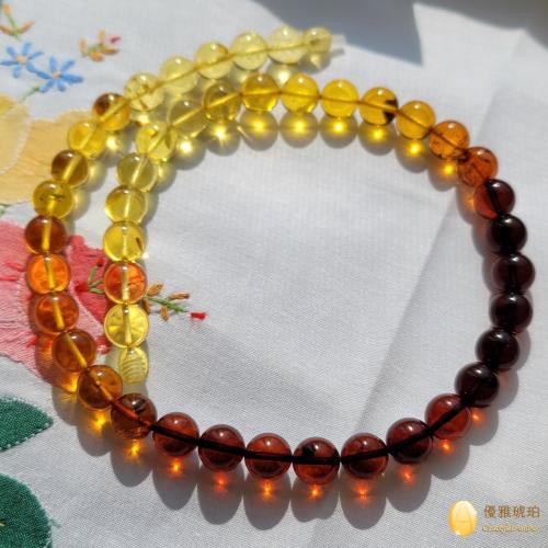 優雅琥珀來自波羅地海10-10.5mm 彩虹漸層琥珀項鍊|琥珀/蜜蠟|ETMall