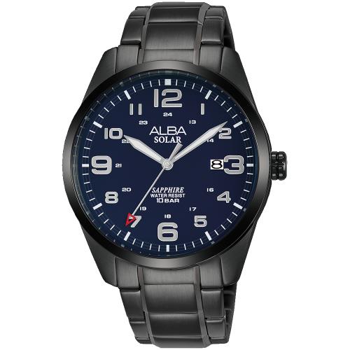 ALBA 雅柏 台灣限定款太陽能時尚腕錶/藍X灰/39.5mm (AS32-X018SD/AX3001X1)