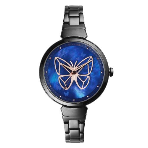 RELAX TIME 蛻變系列 立體蝴蝶珍珠貝腕錶-藍 (RT-95-5) / 36mm