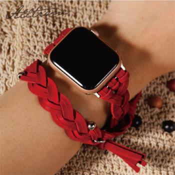 Apple Watch通用錶帶波西米亞編織真皮錶帶│ALLTIME │完全計時│