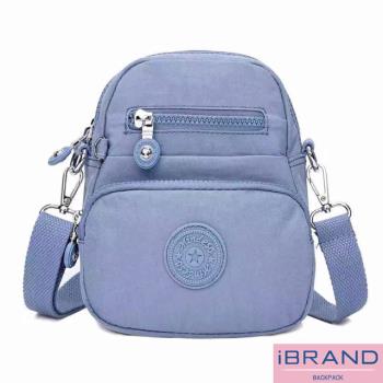 iBrand 輕盈多隔層素色防潑水尼龍側背包 -淺紫色 MDS-8641