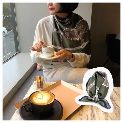 梨花HaNA 韓國小貴婦下午茶．綠色駿馬絲巾方巾