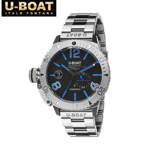 【U-Boat】9014/MT 薩默索藍色超級夜光鋼帶機械潛水錶 自動上鍊 46mm