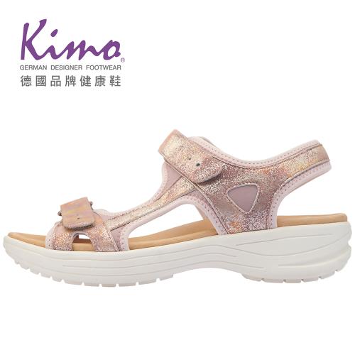 Kimo德國品牌健康鞋-復古金屬山羊皮魔鬼氈涼鞋 女鞋(玫瑰粉 KBASF150067)