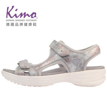Kimo德國品牌健康鞋-復古金屬山羊皮魔鬼氈涼鞋 女鞋(霧面銀 KBASF150062)