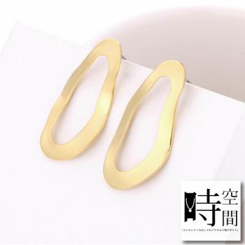 『時空間』都會時尚啞光霧感金屬幾何不規則造型耳環 -不規則環圈款