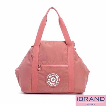 iBrand 輕盈素色防潑水尼龍側背旅行袋 -粉色 MDS-8596