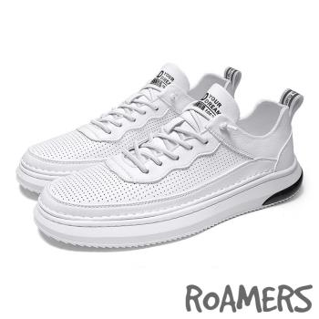 【ROAMERS】板鞋 休閒板鞋/透氣沖孔經典版型個性休閒板鞋 -男鞋 白