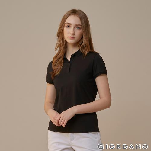 GIORDANO 女裝SORONA涼感素色POLO衫 (02 標誌黑)