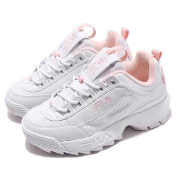 Fila 休閒鞋 Disruptor 2 白 粉紅 女鞋 厚底 增高 老爹鞋 鋸齒鞋 4C608V115 [ACS 跨運動]