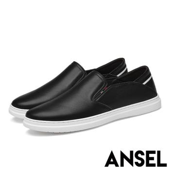 【ANSEL】樂福鞋 真皮樂福鞋/真皮頭層牛皮經典百搭舒適樂福鞋-男鞋 黑