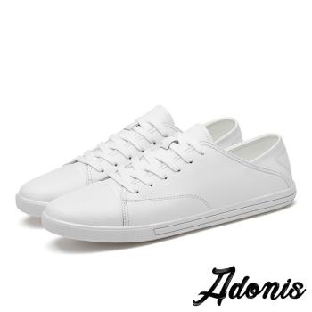【Adonis】板鞋 休閒板鞋/真皮兩穿法設計百搭時尚休閒板鞋-男鞋 白