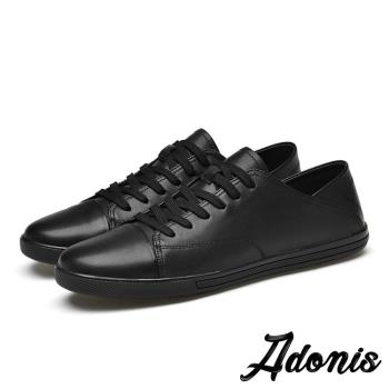 【Adonis】板鞋 休閒板鞋/真皮兩穿法設計百搭時尚休閒板鞋-男鞋 黑