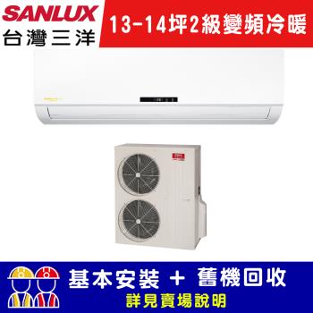 SANLUX台灣三洋 SAE-86VH7A 【SANLUX 臺灣三洋】SAE-86VH7A/SAC-86VH7A 適用14坪以下空間的分離式冷暖變頻冷氣,提供8.6冷房能力,支援除濕與低噪音運轉設計。CSPF第二級能源效率,R410A冷媒,220V電源,室外機95kg、室內機19kg,臺灣製造,全機與壓縮機保固1年。精品型一對一冷氣,舒適省電首選!