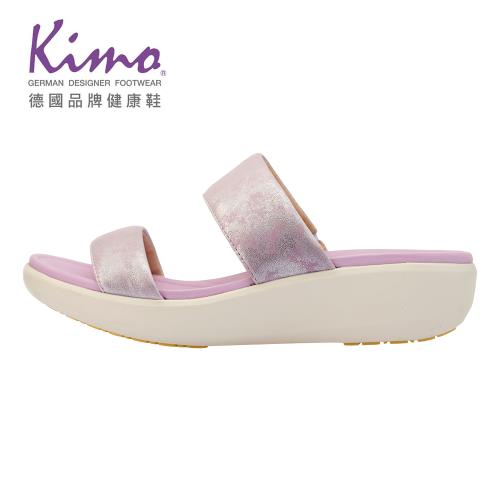 Kimo德國品牌健康鞋-金屬色系一字寬帶拖鞋 女鞋( 薰衣草紫 KBASF087029)