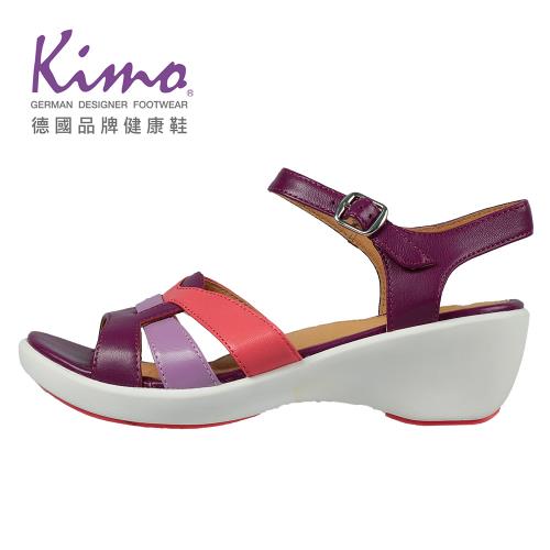 Kimo德國品牌健康鞋-真皮金屬細條交叉設計繫帶涼鞋 女鞋( 纈草紫 KBASF051239)