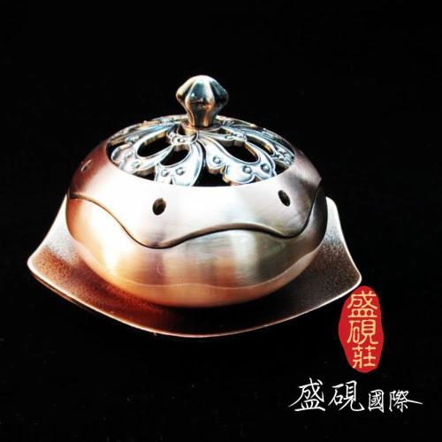 【盛硯莊佛教文物】設計師芙蓉紅銅花香爐(吉祥寶物香爐)