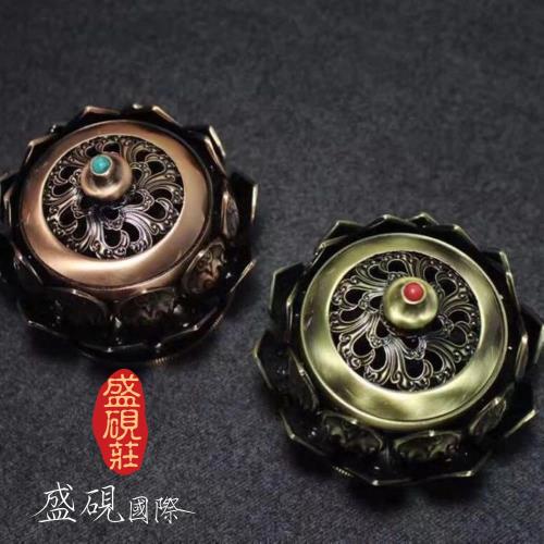 盛硯莊佛教文物】彩色古銅蓮花香爐(吉祥寶物香爐)|香盤/香爐|ETMall