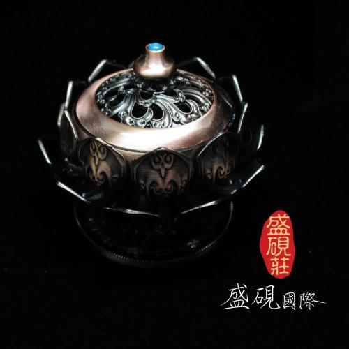 盛硯莊佛教文物】彩色古銅蓮花香爐(吉祥寶物香爐)|香盤/香爐|ETMall
