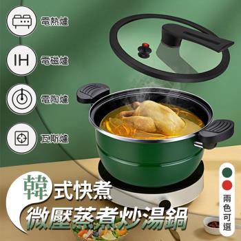 韓式快煮微壓蒸煮炒湯鍋（5.5L）-附不鏽鋼蒸盤