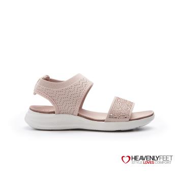 【HEAVENLYFEET】英國舒適品牌簡約一字水鑽休閒涼鞋Clam(粉)