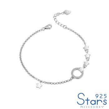 【925 STARS】純銀925微鑲美鑽圈圈星星造型手鍊 純銀手鍊 造型手鍊 美鑽手鍊 情人節禮物