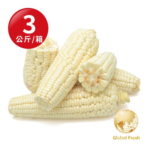 盛花園蔬果 台南佳里水果玉米1kg x3袋(約15-18支/箱)(非基因改造 白色及金黃色隨機出貨)