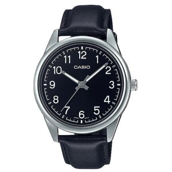 【CASIO 卡西歐】指標錶 皮革錶帶 生活防水 礦物玻璃 MTP-V005L(MTP-V005L-1B4)