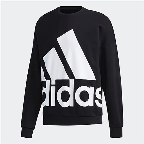 【adidas 愛迪達】Adidas FAVORITES 男款黑白色大LOGO運動長袖上衣 KAORACER GK0617