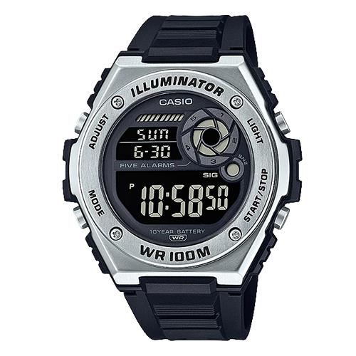 【CASIO 卡西歐】日系-運動數字電子錶 橡膠錶帶 防水100米(MWD-100H-1B)