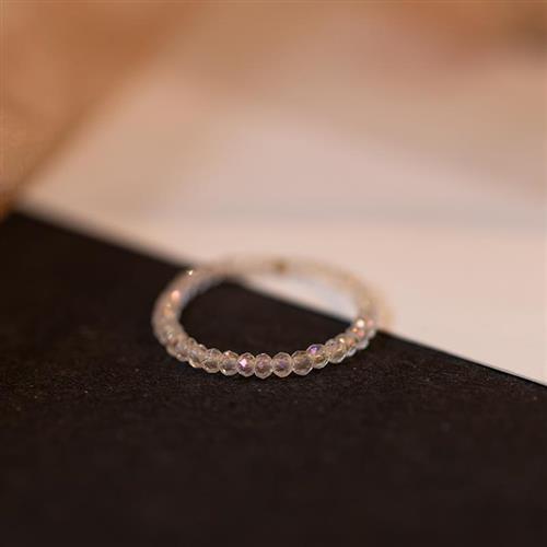 米蘭精品】水晶戒指串珠指環-2mm極細超閃簡約女飾品2款74bv23|會員獨享