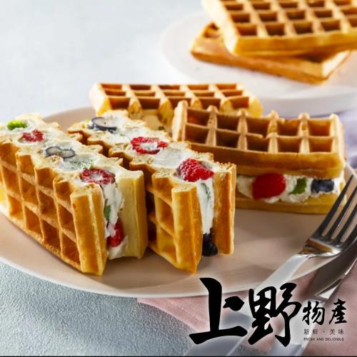 【上野物產】美式原味格子鬆餅x6包 共30片 (500g/5片/包) 冷凍食品