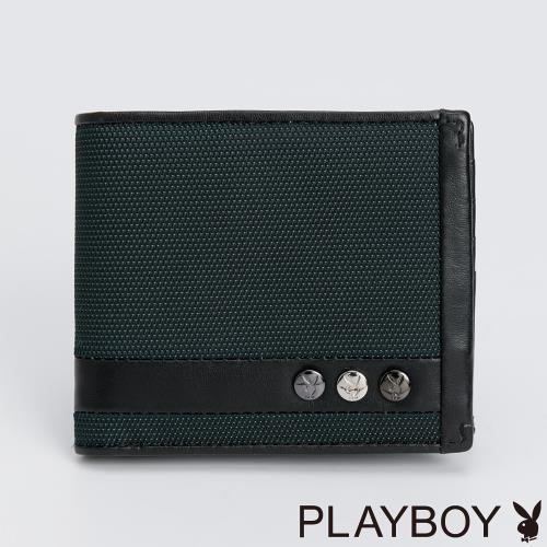 PLAYBOY - L拉鍊短夾  Steel系列 - 藍色