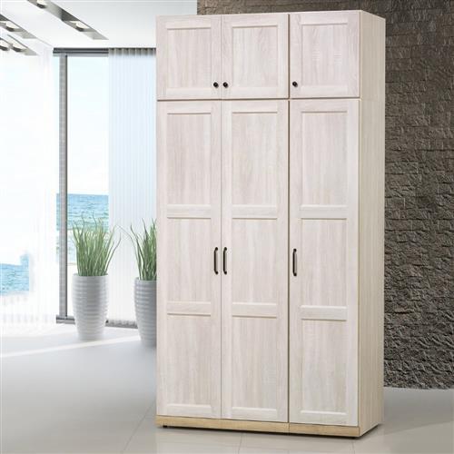 MUNA 泰倫斯4X8尺白橡木色三門衣櫥(含被櫥頭) 