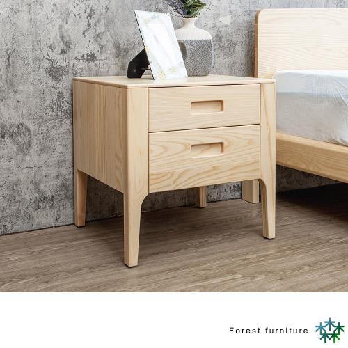 Boden-森林家具 艾里斯1.7尺梣木實木床頭櫃/二抽收納櫃/置物櫃