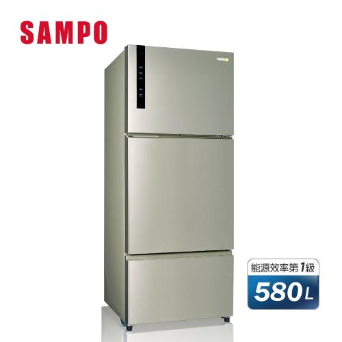 SAMPO聲寶580L一級能效變頻三門冰箱(香檳銀) SR-B58DV(Y6) 庫