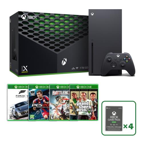 Xbox Series X 台灣專用機+三個月Game Pass 4張+Xbox遊戲4片