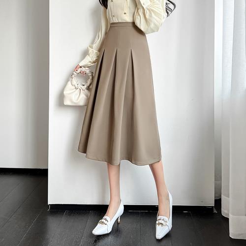 沐朵-玩美衣櫃簡約純色百褶寬鬆大襬半身裙S-XL(共三色)
