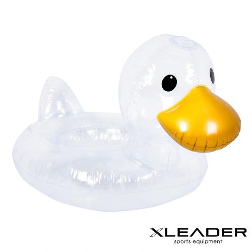 【Leader X】透明鴨鴨兒童充氣含座游泳圈