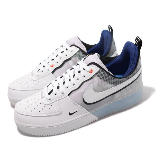 Nike 休閒鞋 Air Force 1 React 男鞋 女鞋 白 灰 藍 雙勾 解構 拼接 AF1 DH7615-101 [ACS 跨運動]