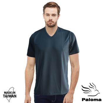 【Paloma】台灣製網眼排汗V領衫-灰色 男內衣 T恤 短T