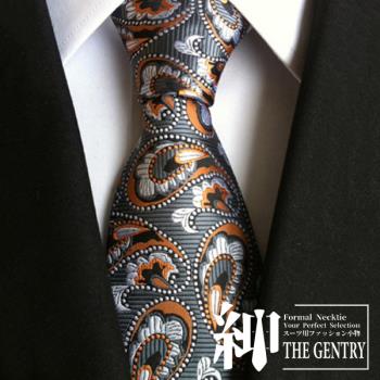 『紳-THE GENTRY』經典紳士商務休閒男性領帶 -橘白變形蟲花紋款