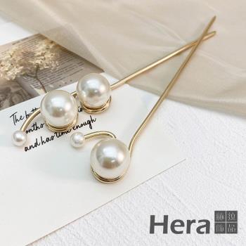 【Hera 赫拉】時尚珍珠金屬髮釵 H111040803