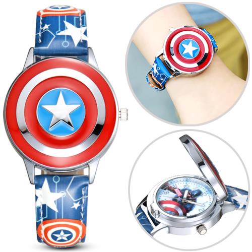漫威英雄美國隊長兒童錶手錶卡通錶翻蓋錶