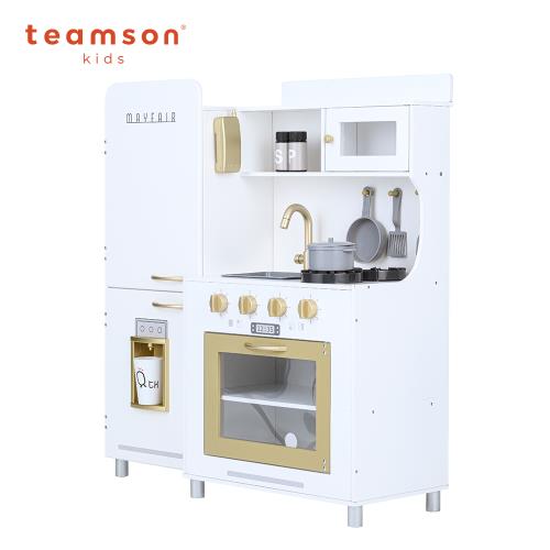 Teamson kids 小廚師梅菲爾復古經典玩具聲光廚房(附11配件)-白色
