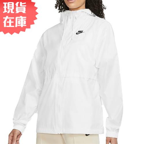  Nike 女裝 外套 連帽 休閒 抗水 透氣 彈性繩 白DM6180-100