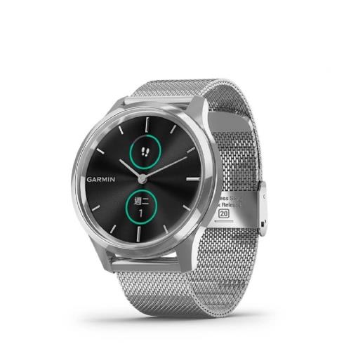 【GARMIN】vivomove luxe 指針智慧腕錶(米蘭式編織錶帶) 血氧監測