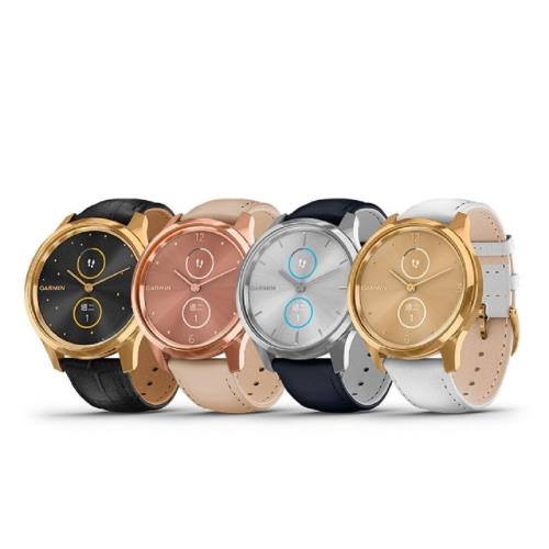 【GARMIN】 vivomove luxe 指針智慧腕錶(皮革錶帶) 血氧監測
