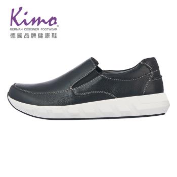 Kimo德國品牌健康鞋-摔花皮直套式休閒皮鞋 男鞋 (黑 KBJWM025083)