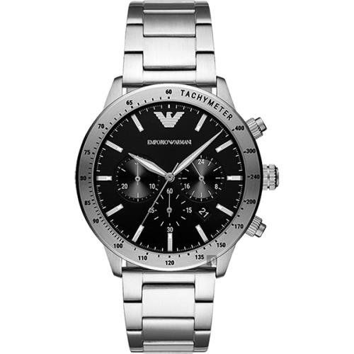EMPORIO ARMANI 亞曼尼 個性計時手錶-黑x銀/43mm (AR11241I)